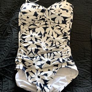 Anne Cole Blue White Floral One Piece Swimsuit